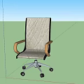 Modern Leather Office Chair Featuring Diamond Quilted Design Wooden Armrests And Rolling Wheels