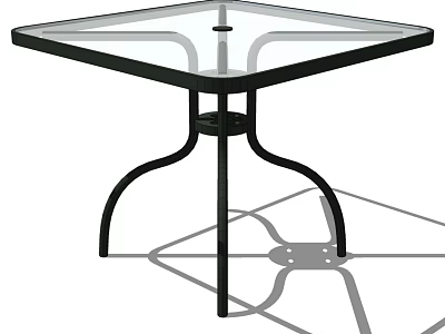Square Glass Top Outdoor Table with Black Metal Frame and Modern Design 3d model