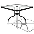 Square Glass Top Outdoor Table with Black Metal Frame and Modern Design