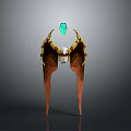 3D Model Design Of Decorative Wings With Golden Accents And Blue Gemstone