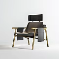 Two Modern Leisure Chairs Featuring Metal Armrests And Contrasting Upholstery Colors