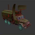 Military Green Heavy Duty Truck Equipped With Radar Antenna And Communication Gear