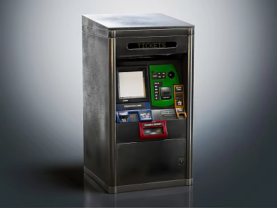 Commercial Equipment ATM Machine with Metal Casing Display Screen and Cash Dispenser 3d model