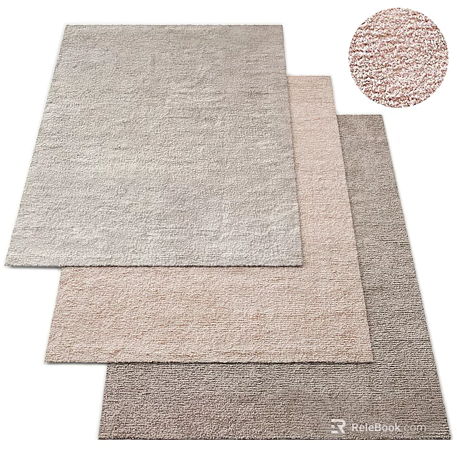 Soft Plush Square Rugs in Neutral Tones with Textured Surface Design 3d model