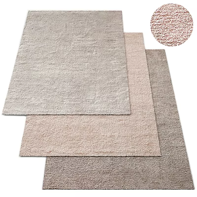 Soft Plush Square Rugs in Neutral Tones with Textured Surface Design 3d model