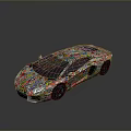 Colorful Graffiti Covered Sports Car With Vibrant Multicolor Patterns And Sleek Design