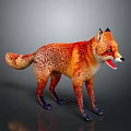 Realistic Red Fox Standing With Open Mouth On Gray Background 3d model
