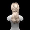 Woman With Long Blonde Braid And Upper Body Against Black Background