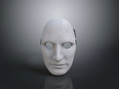 White Mask With Smooth Surface And Round Eye Holes For Daily Use 3d model