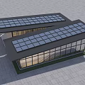 Modern Station Building with Glass Curtain Walls Black Roof and Open Plaza Area