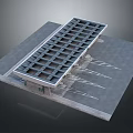 Metal Grid Structure On Concrete Platform With Support Base And Drainage Lines