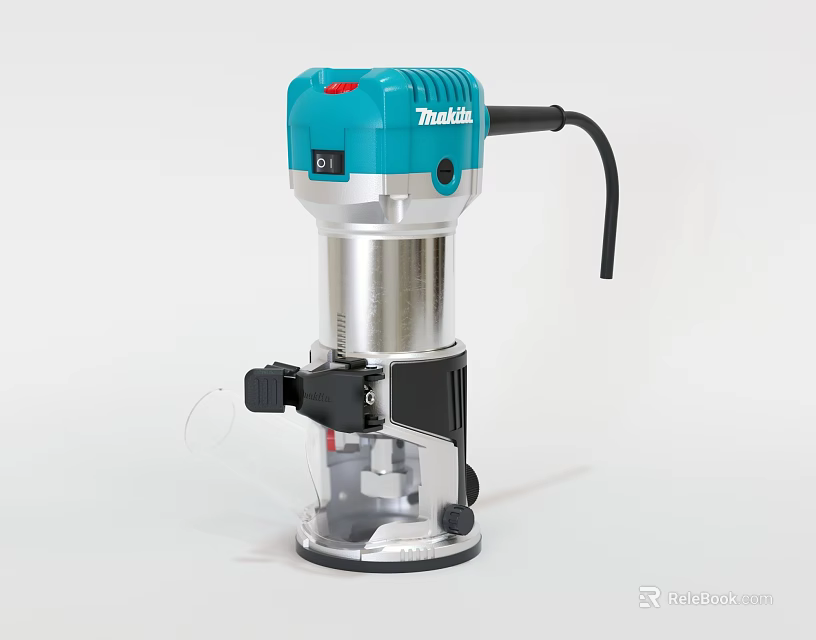Makita Blue And Silver Industrial Router With Clear Shield Black Base And Ergonomic Design 3d model 