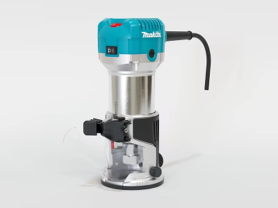 Makita Blue And Silver Industrial Router With Clear Shield Black Base And Ergonomic Design 3d model