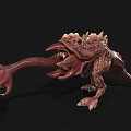 Mythical Monster Creature With Long Tongue Sharp Teeth And Spiked Back 3D Render