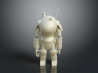 White 3D Robot Model With Antenna And Mechanical Design In Standing Pose 3d model