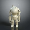 White 3D Robot Model With Antenna And Mechanical Design In Standing Pose 3d model