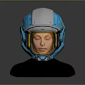 Futuristic Blue And White Helmet With Orange Visor And Modern Protective Design