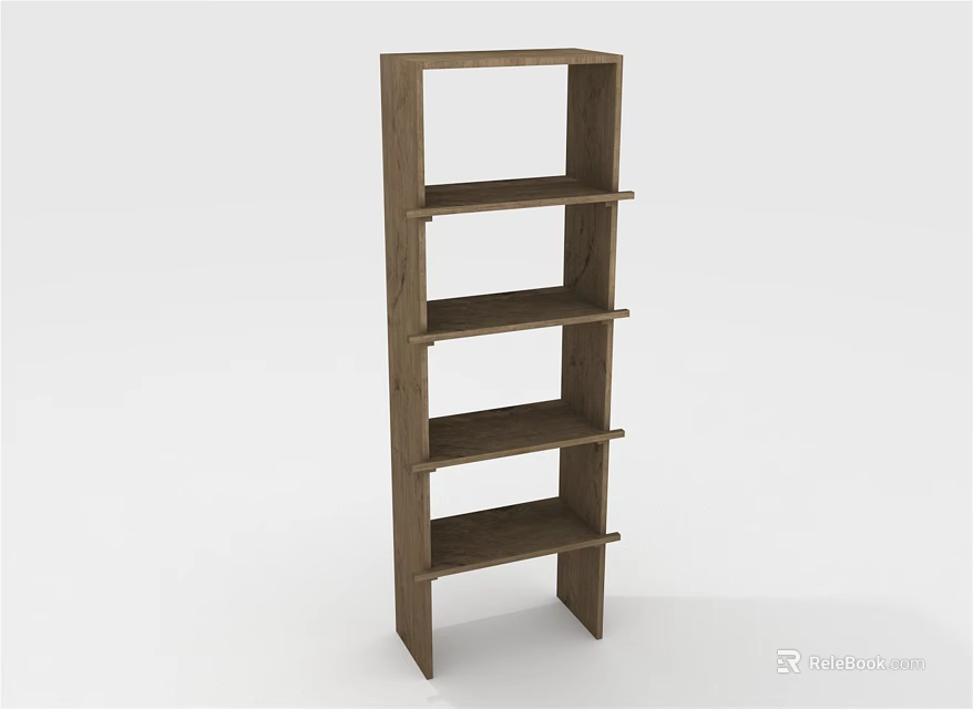 Wooden Storage Shelf With Multiple Tiers Simple Design For Home Organization 3d model 