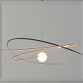 Modern Curved Spiral Pendant Light With Black Gold Lines And Round Bulb Design