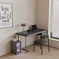 Dark Style Desk Writing Desk Computer Desk 3d model