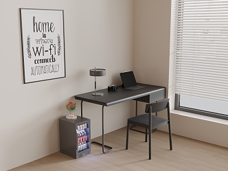 Dark Style Desk Writing Desk Computer Desk 3d model