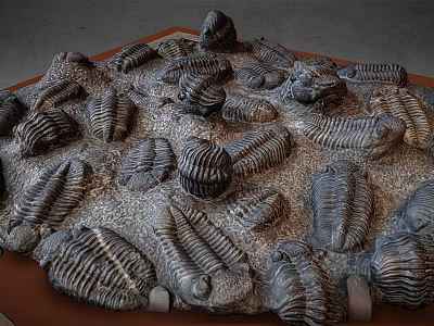 Detailed Trilobite Fossil Model Display With Intricate Shell Patterns And Arrangement 3d model