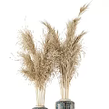 Blue Mosaic Vases With Dried Pampas Grass Floral Arrangement For Home Decor