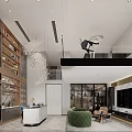Luxury Duplex Living Room With Art Chandelier Bookshelves And Wine Cabinets
