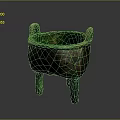Ancient Bronze Ding Vessel With Three Legs Two Handles And Intricate Patterns 3d model