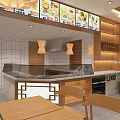 Cozy Restaurant Interior With Wooden Chandeliers Green Banquettes Wooden Tables Chairs And Wall Artworks