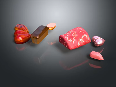 Colorful Glossy Candies With Various Shapes And Marble Patterns On Dark Background 3d model