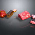 Colorful Glossy Candies With Various Shapes And Marble Patterns On Dark Background