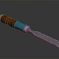 Wooden Handle Chisel With Blue Accent And Metal Blade Crafting Tool