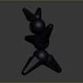 Cartoon Style Black 3D Game Character With Multiple Appendages Red Eyes And Pink Facial Features