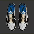 Stylish Classic Sports Shoes With White Black Blue Upper Orange Laces And Swoosh Logo