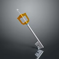 3D Rendered Shiny Metallic Key Featuring Golden Accent And Silver Reflective Handle