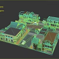 Detailed Miniature Town Model With Buildings Street Vehicles And Pedestrians