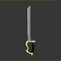 Decorative Weapon Knife With Silver Blade Golden Handle And Red Grip Design