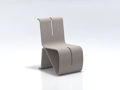 Light Gray Modern Minimalist Single Chair With Curved Fabric Structure For Interior Decor 3d model
