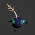 Stylish Game Movie Character With Blue Hair Green Sweater Black Skirt And Leather Boots