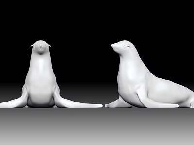 White Reptile Figurines Resting On Gray Surface Against Black Background 3d model