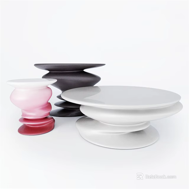 Modern Coffee Tables With Multiple Colors Round Tabletop And Swirl Layered Base 3d model