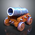 Vintage Cannon With Metal Barrel Wooden Carriage And Spoked Wheels