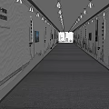 Modern Elevator Corridor Interior Design With Recessed Lighting Gray Flooring And White Walls 3d model