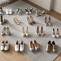 Diverse Women's Shoes Collection With Heels Flats Sneakers And Casual Styles On Gray Carpet