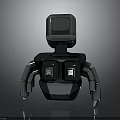 Metallic Robotic Creature Featuring Square Head Display Panels And Mechanical Limbs 3d model