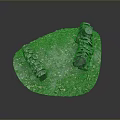 Beautiful Natural Scenery With Stone Path Green Grass And Fallen Leaves