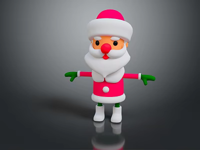 Elderly Man Dressed As Santa Claus With Red Outfit White Beard And Green Gloves 3d model