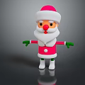 Elderly Man Dressed As Santa Claus With Red Outfit White Beard And Green Gloves