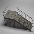 Industrial Metal Staircase Design With Grated Steps And Metal Handrails